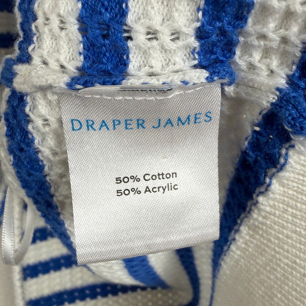 Draper James Blue White Striped Scalloped Neck Short Sleeve Sweater Womens Med - Picture 4 of 8